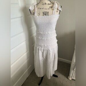 ASTR White Smocked Eyelet Dress